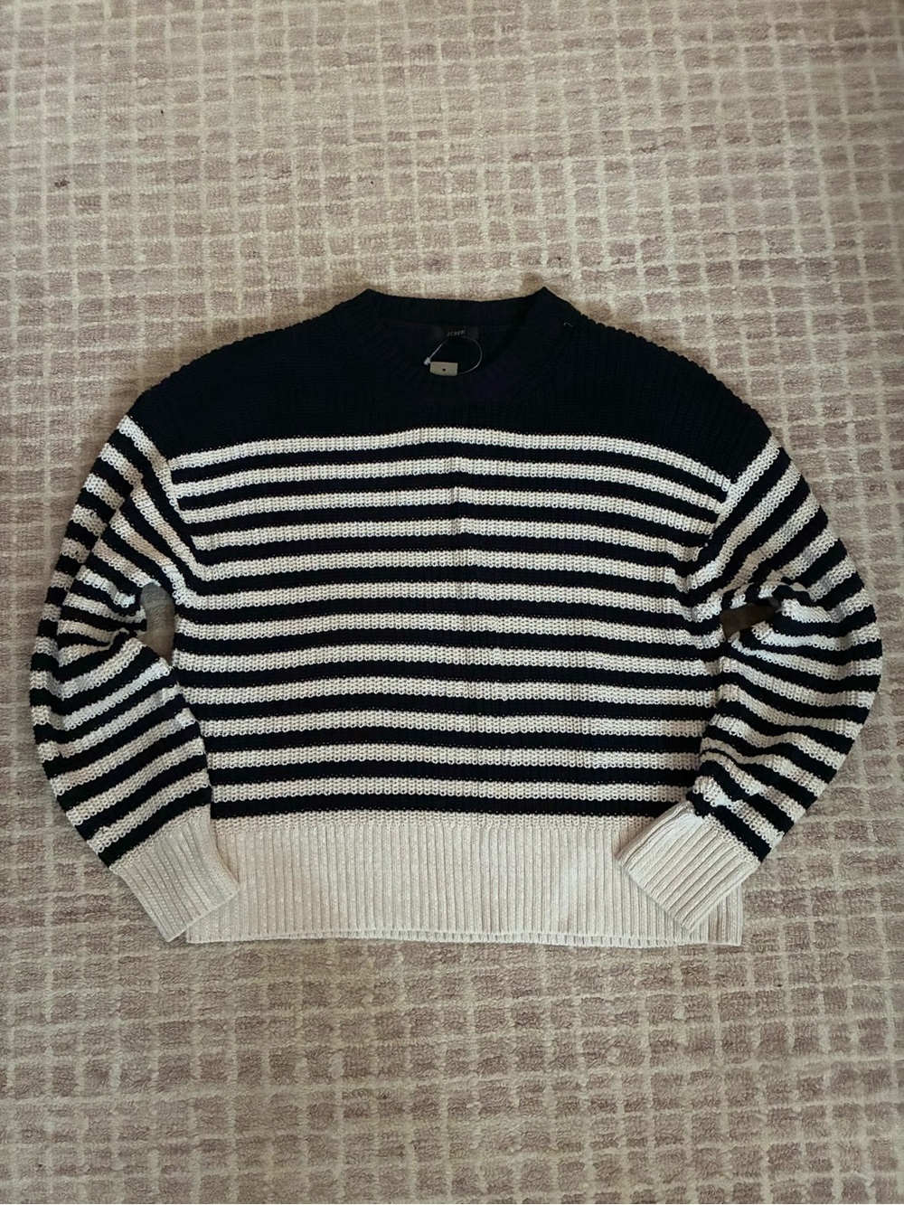 J.Crew new striped cotton sweater navy beige